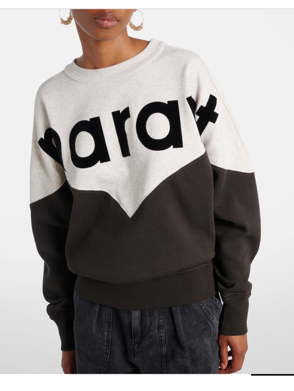 Isabel Marant Étoile Houston two- tone logo crewneck sweatshirt sz 38/M